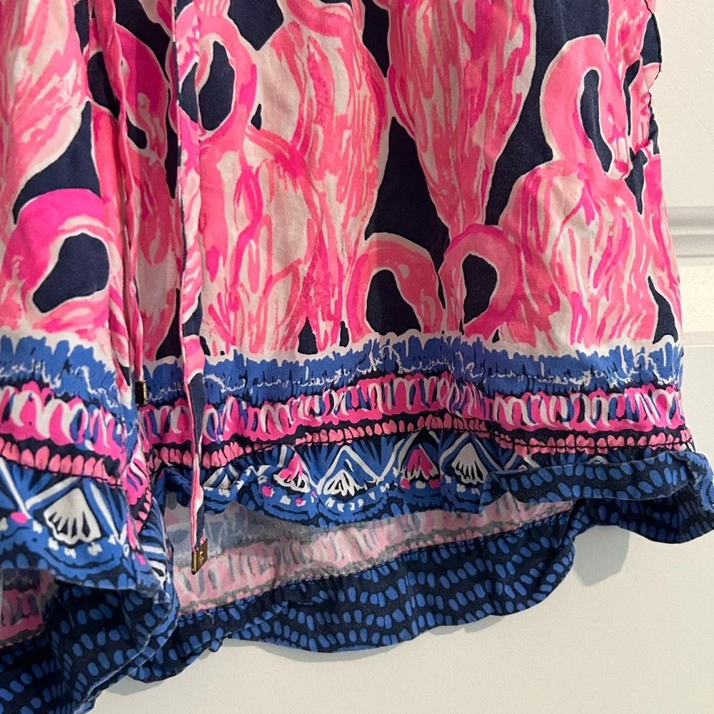 Lilly Pulitzer Katia Flamingo Shorts Pink Blue Size XS